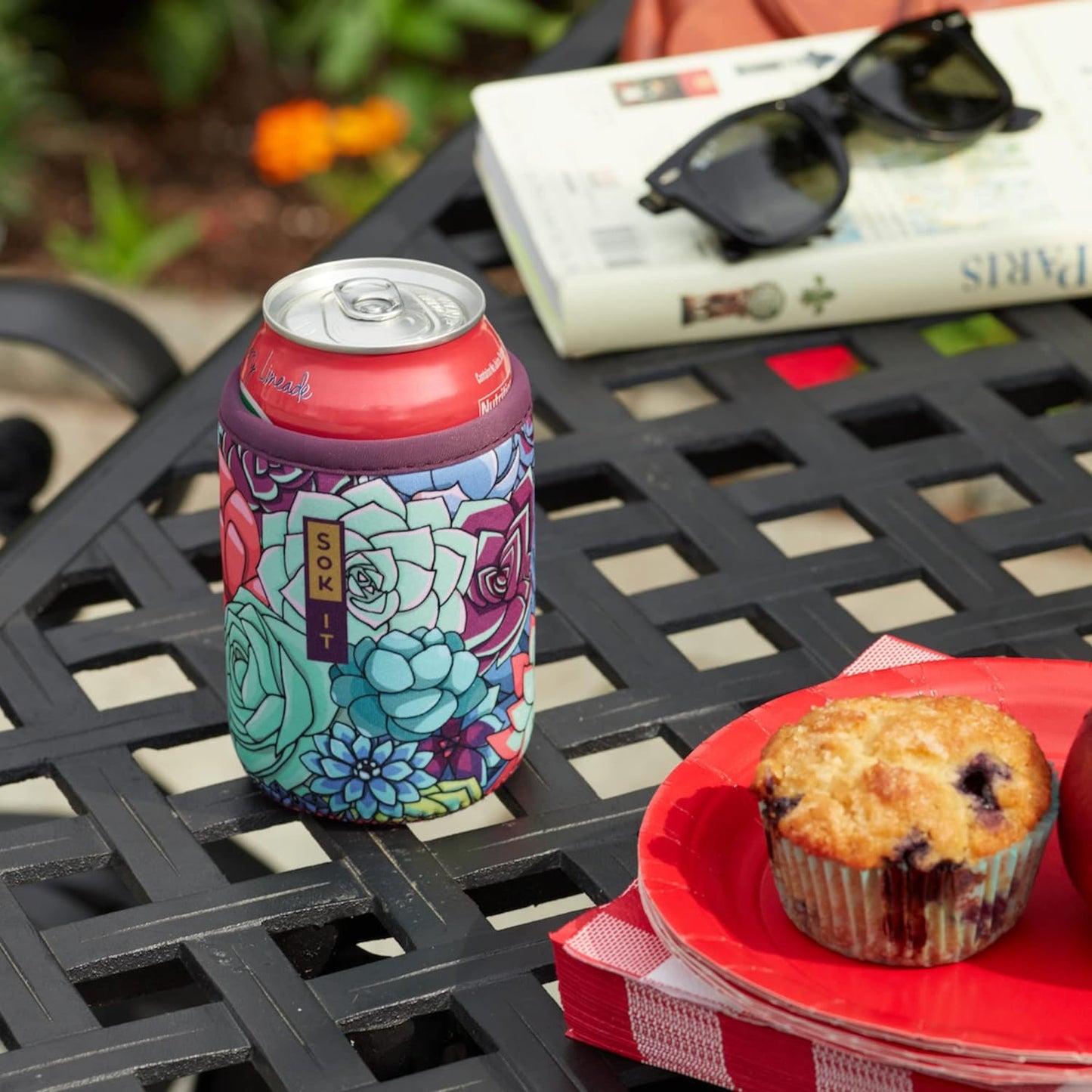 Sok It CanSok Sleeve for Beer & Soda Insulated Neoprene Cover (Colorful Corals, 12oz Slim Can Sleeve)