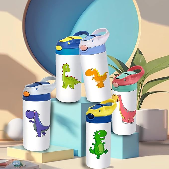 Sublimation Tumbler,25 PACK 12oz Stainless Steel Sublimation Sippy Cup,Double Wall Insulated Kids Tumbler with Handle,Spill Proof lid,Silicone Bottoms,for Water,Drinks (25, 12OZ)