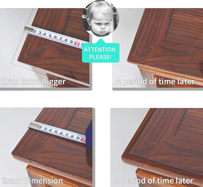 NECAUX Custom Multisize 1.5mm Thick Clear PVC Table Cover Protector - 20 x 42 Inch Rectangular Plastic Table Cover Desk Pad Mat for Office & Computer Desk/Sofa Table/Media Stand