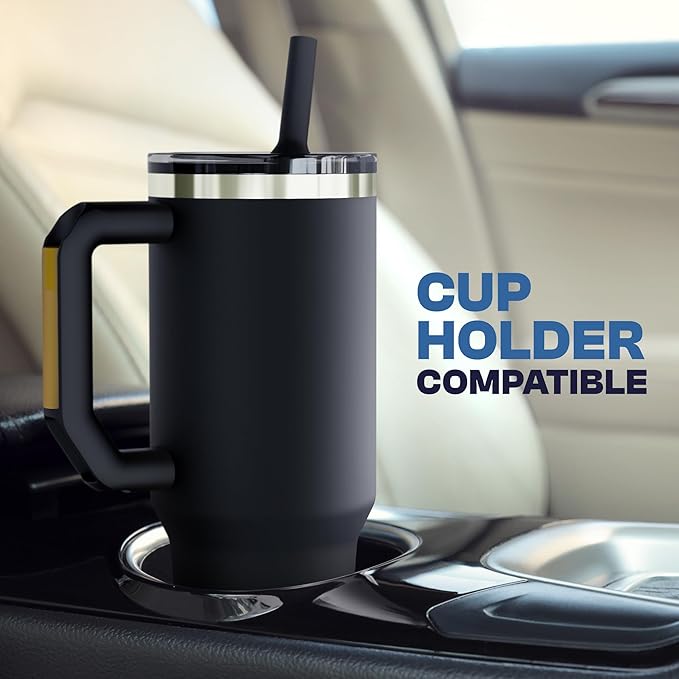 Thicc Buddy - 40 oz Stainless Steel Vacuum Insulated Tumbler with Lid and Straw for Water - Travel Mug Cupholder Friendly - Gifts for Women Men Him Her (Vanilla Ice Cream)