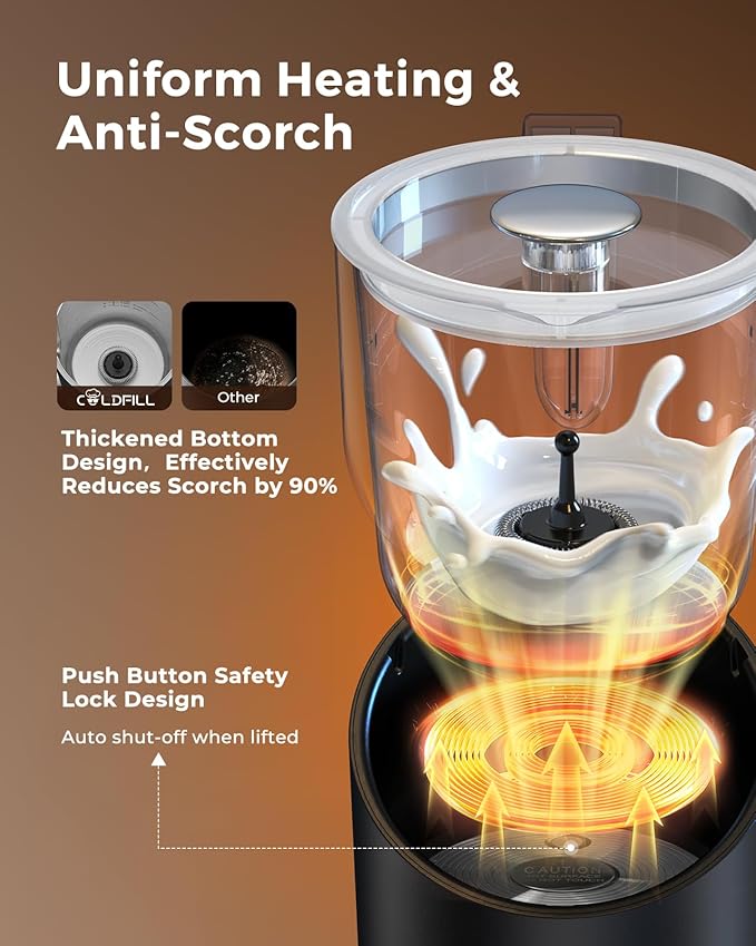 8-in-1 Milk Frother, 400ml Large Capacity & Detachable Milk Frother and Steamer, Coffee Frothers with Heating Function, Electric Automatic Hot & Cold Foam Milk Steamer, Quiet,Dishwasher Safe