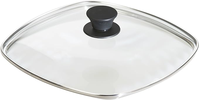 Lodge Square Tempered Glass Lid - Versatile Glass Lid for 10.5 Inch Skillets and Pans - Dishwasher Safe - 10.5 Inch