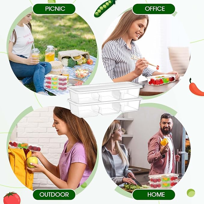 Hushee 50 Pack 17 oz Small Meal Prep Containers with 3 Compartments Snack Containers with Lid Disposable Plastic Bento Box Travel Lunch Food Boxes Stackable for Office Picnic (Clear)