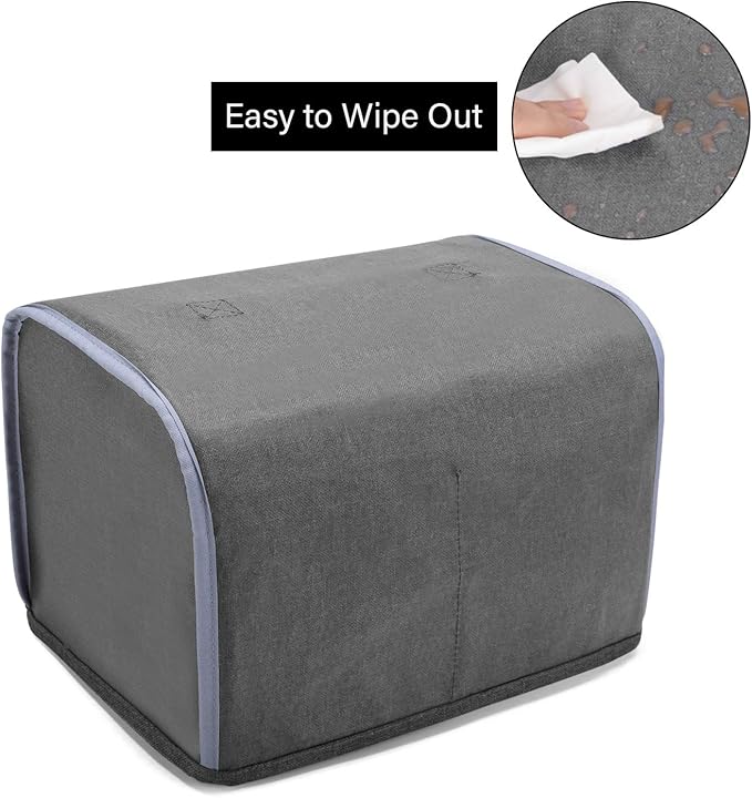 Yarwo 2 Slice Toaster Cover with Pockets and Top Handle, Nylon Toaster Cover Fits for Most Standard 2 slice Toasters, Gray with Arrow