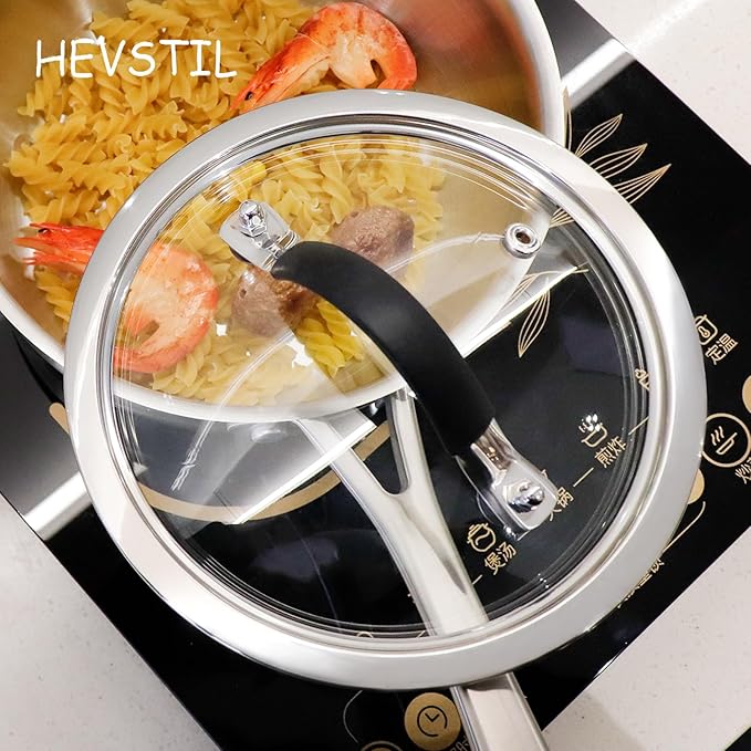 HEVSTIL 6.5 Inch Tempered Glass Lid with Silicone Stainless Steel Handle, Vented Skillet Cover for Frying Pan, Lodge Cast Iron Skillet