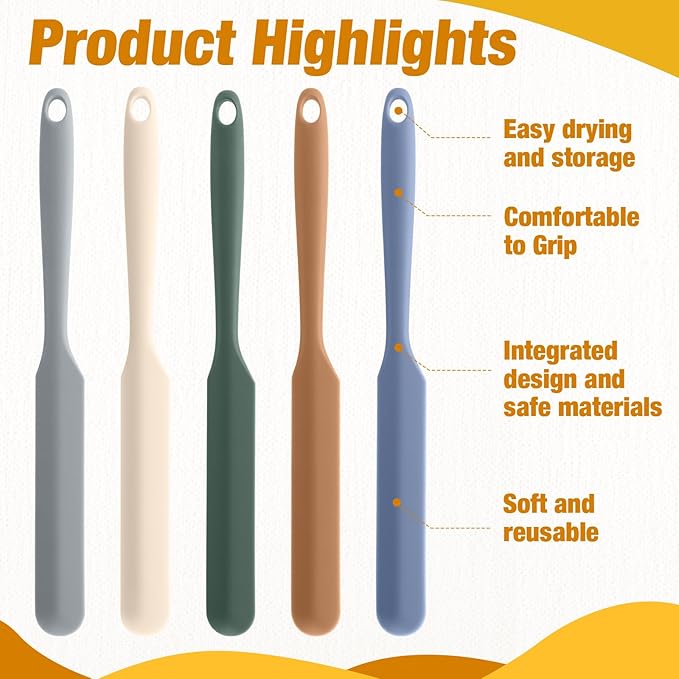 Honeydak 24 Pcs Mini Silicone Spatula Bulk 8.3 inch Small Rubber Spatula with Long Handle Heat Resistant Jar Cake Cream Butter Scraper Resin Craft Non Stick Kitchen Tools for Baking Cooking Mixing