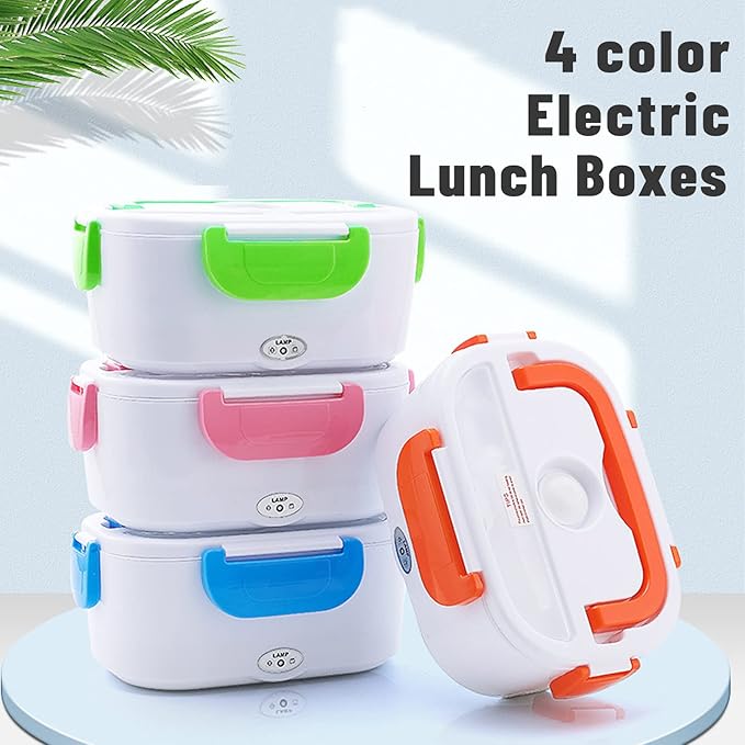 Electric Lunch Box 2 In 1 Food Heater 12V 24V 110V Portable Food Warmer for Car and Home Removable Stainless Steel Heated Bento Box (Pink)