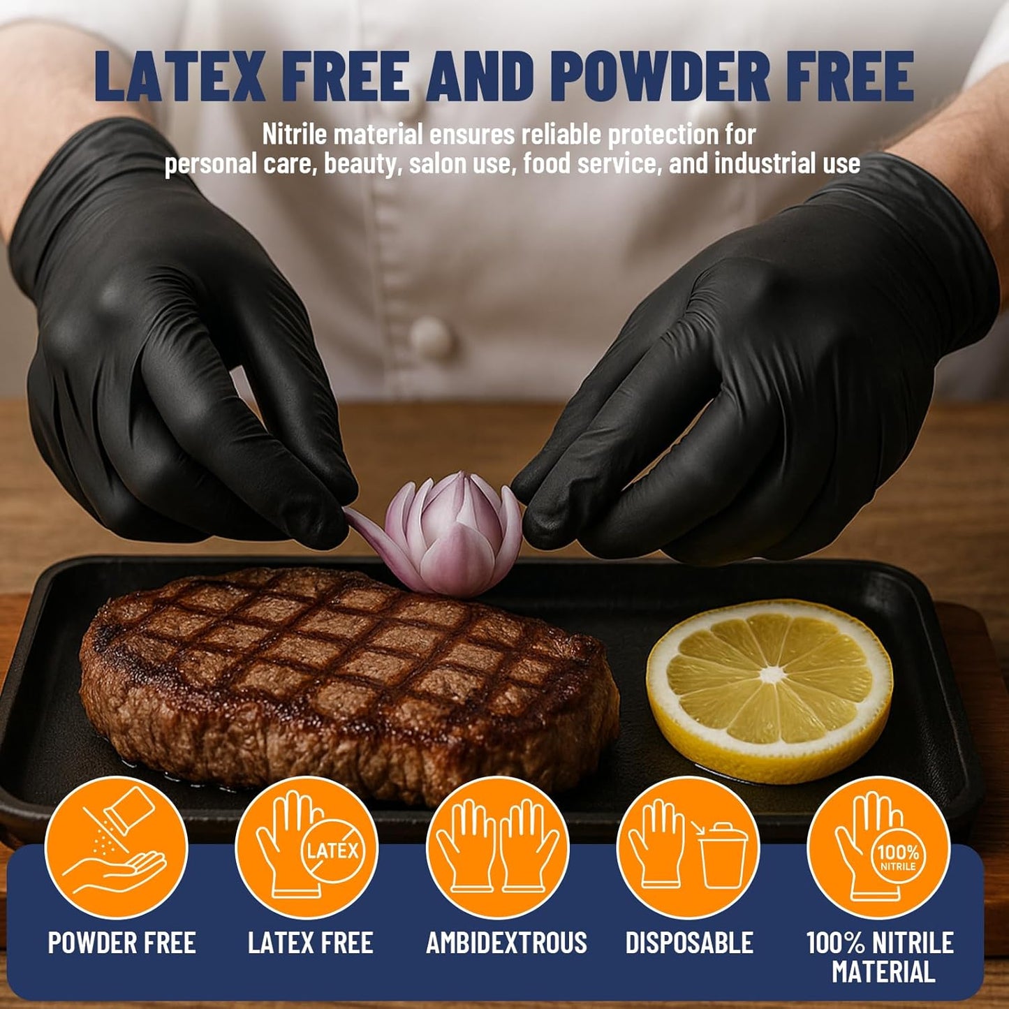 Nitrile Disposable Gloves 5mil, Latex Free, Powder Free, 40 Pairs Individually Wrapped (80 Gloves), Strong Protective Gloves for Food Prep, Cleaning, Industrial, Salon, Household, Travel, Medium