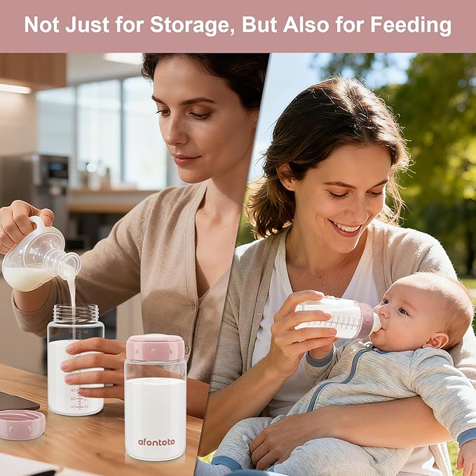 Natural Baby Bottles, BPA Free Breastmilk Storage Bottle for Momcozy Breast Milk Cooler & Fridge, Wide-Neck Breastfeeding Bottles Compatible with Spectra Pump Flanges, 10oz, 4 Pack
