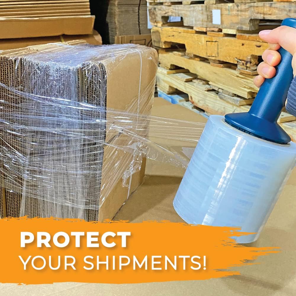 WOD SFCB80 Stretch Film Wrap Self-Adhering - 3 in x 1000 Ft - Clear Shrink Plastic 80 Gauge Thick for Packaging, Storage Moving Supplies, Palletizing, and Wrapping (Pack of 9)