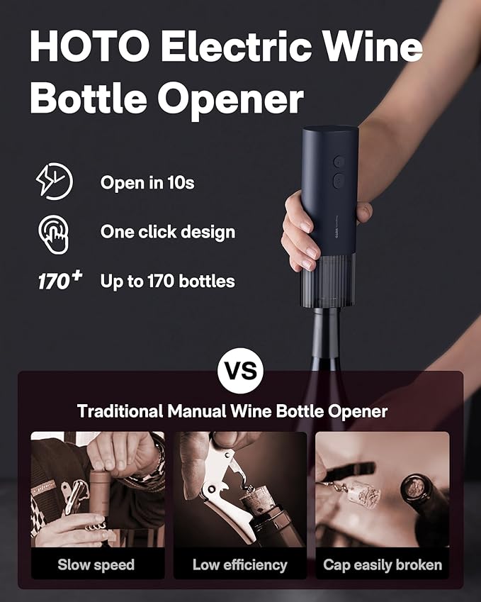 HOTO Electric Wine Opener Bundle with Electric Spin Scrubber