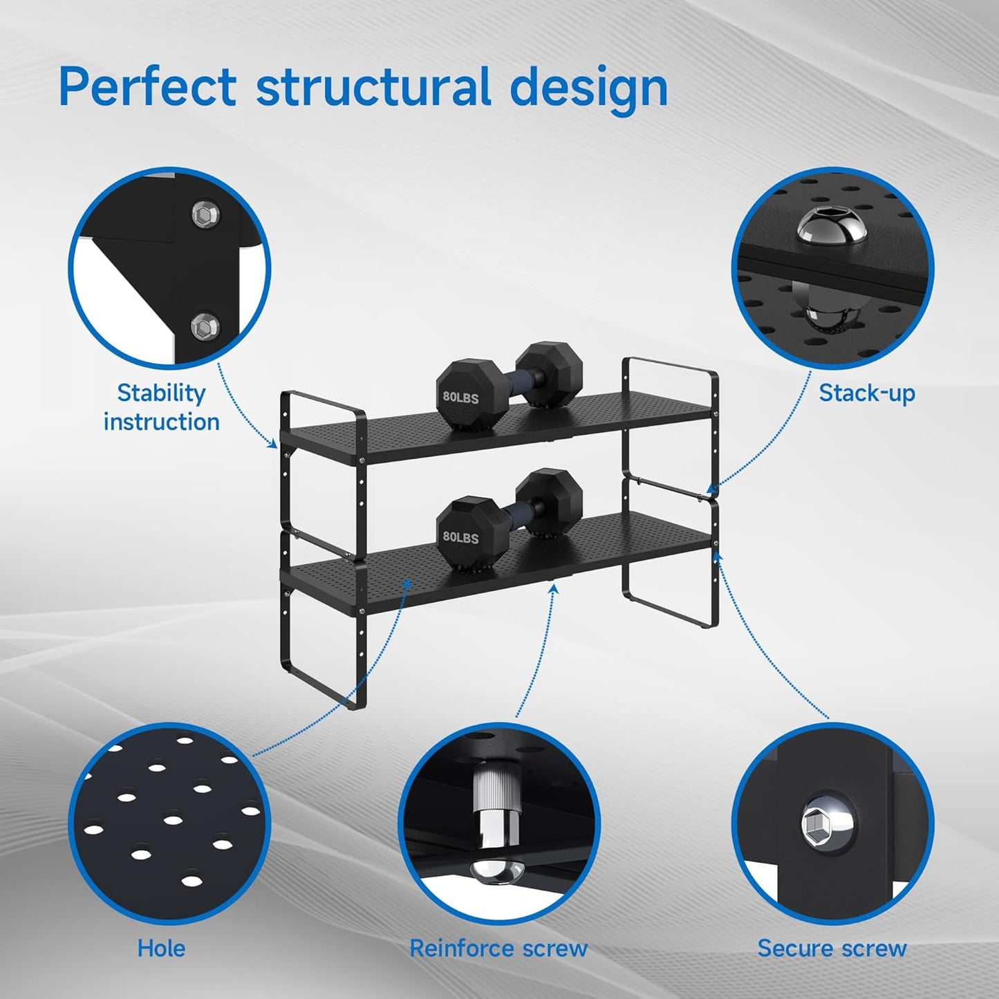 Expandable Cabinet Shelf Organizer Adjustable Metal Spice Rack Stackable Freestanding Counter Storage Shelves for Kitchen Cabinet Under Sink Office Desk (Black - 1Pack - L16.5-27'' * W8'' * H9.6'')