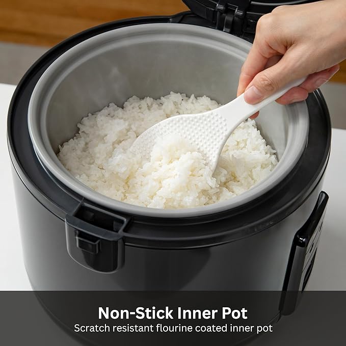 Tiger JNP-S15U-KY 8 Cup Capacity White Rice Cooker with Non-Stick Inner Pot, Retractable Power Cord, and Keep Warm up to 12 hours (Obsidian Black)