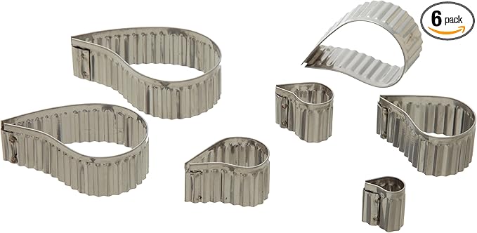 Ateco Fluted Edge Comma Cutters in Graduated Sizes, Stainless Steel, 7 Pc Set