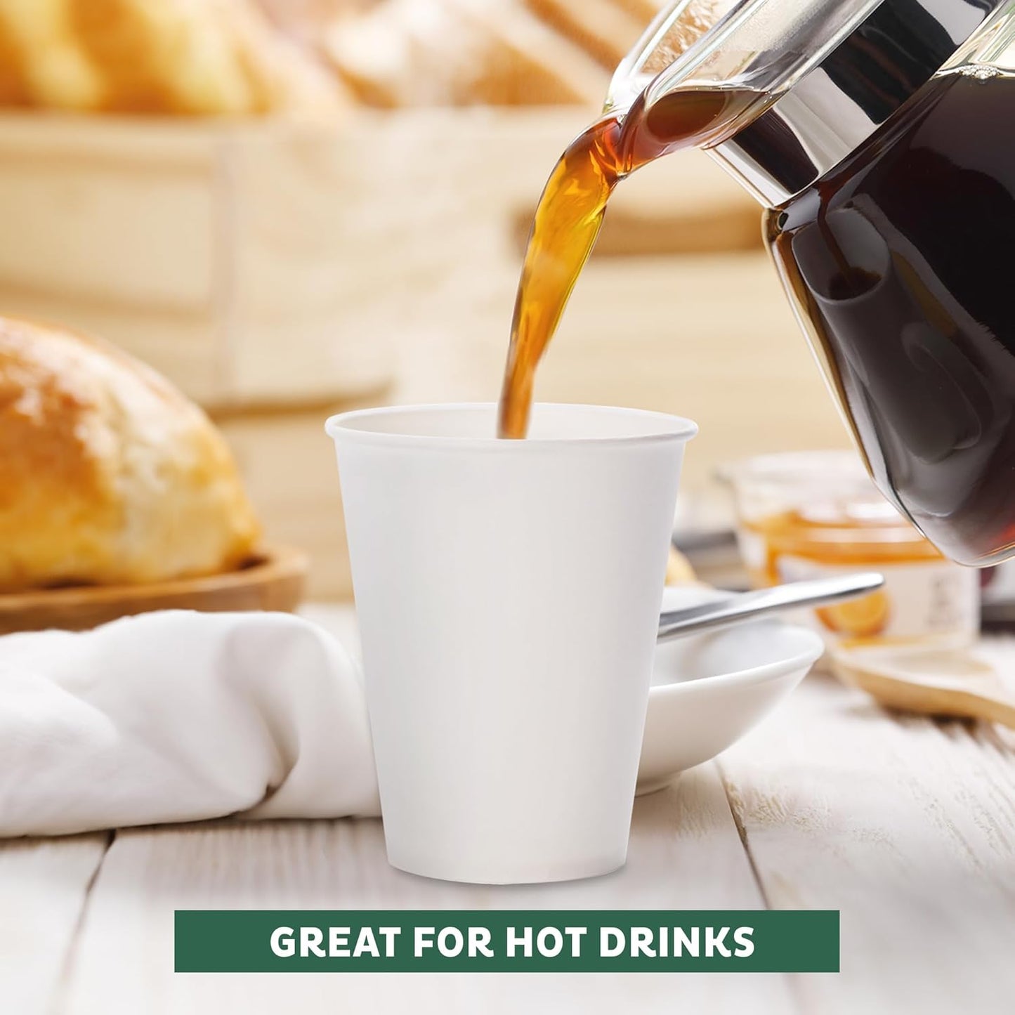 Freshware Coffee Cups 8 oz [100 Pack] Disposable Paper Cups for Hot or Iced Coffee Cup, Slushie Cup, Milkshakes, Smoothies, and Tea