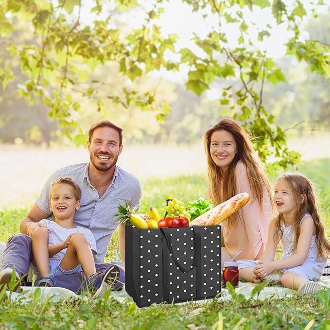 Fab totes 10 Pack Reusable Grocery Bags for Groceries 35L Large Capacity Heavy Duty Waterproof Tote Bags for Shopping and Picnic with Sturdy Handles