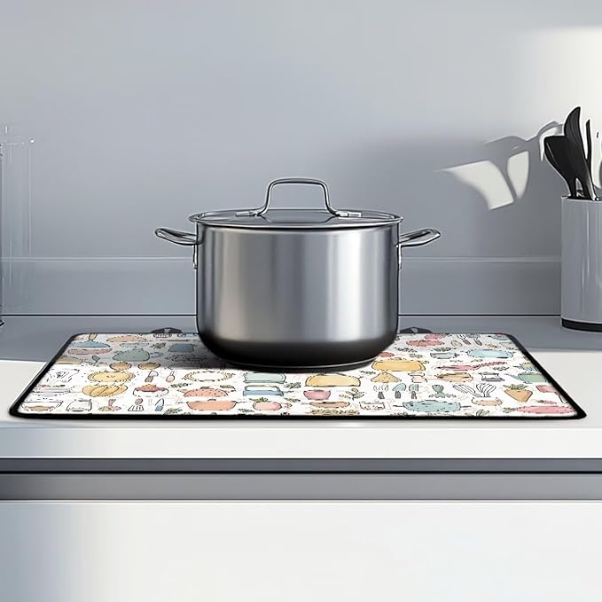 Kitchen Print Stove Top Covers Induction Cooktop Mat Countertop Mats Dish Drying Mats Heat Resistant Prevents Scratching Expands Usable Space 29'' x 20.9''