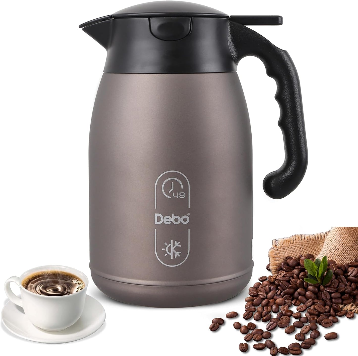 Thermal Coffee Carafe-71oz vacuum Coffee Carafe For Keeping Hot Liquids,Coffee Carafe,Thermal Stainless Steel, Coffee Carafes Press On Lid, Coffee Dispenser.(2.1l) oatmeal