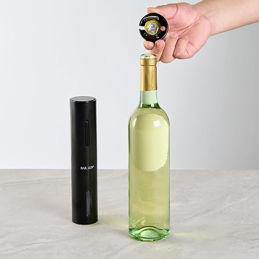 Restaurantware Electric Wine Opener 1 Count 1.9 x 1.9 x 9.1 Inches Battery Operated Plastic Corkscrew With Foil Cutter Compact Black Design For Quick One-Touch Uncorking