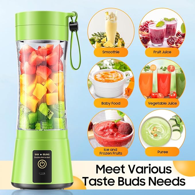 Cordless Personal Size Portable Blender - 380Ml Blender Smoothies and Shakes, BPA Free Traveling Juice Cup with Powerful Blending, Freshly Squeezed in Sports/Travel/Home, Mother's Day