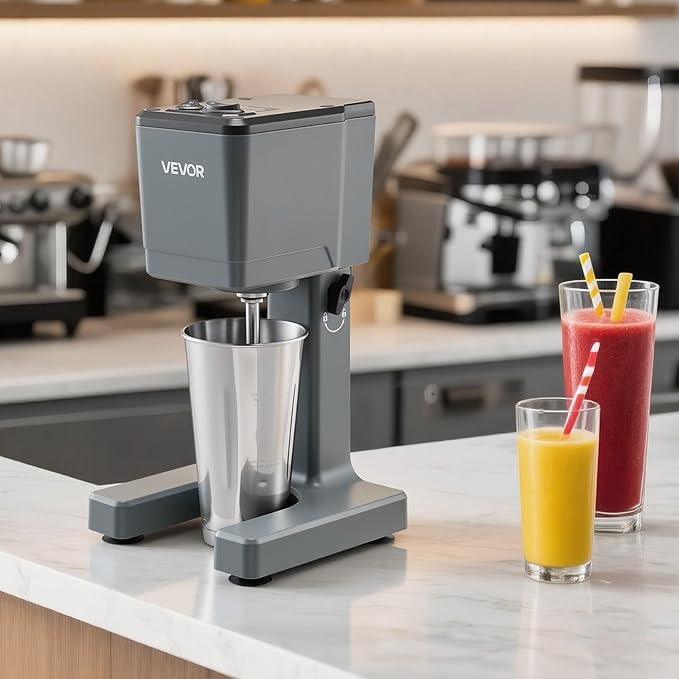 VEVOR Milkshake Maker, 150W Single Head Milkshaking Machine, Height Ajustable, Dual-Speed Adjustment Drink Mixer Blender with 820ml Stainless Steel Cup, for Home, Kitchen, Bar & Beverage Shop