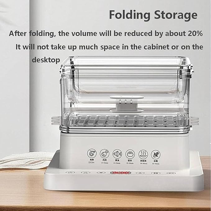 40l 3-Tier Electric Food Steamer | 800w Automatic Multicooker with Touch Control, Heat Preservation, Foldable Design for Healthy Cooking