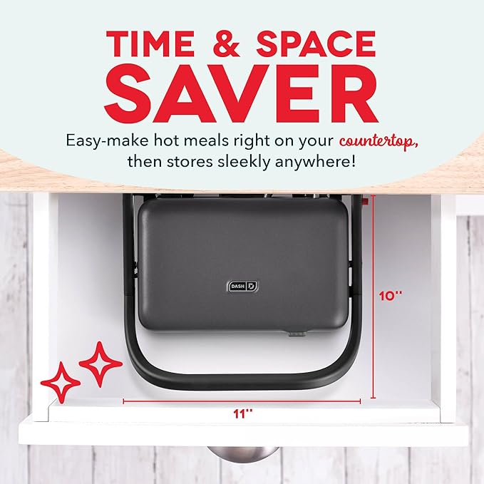 Dash MultiMaker Flex Press Grill System, Grill and Waffle - Nonstick Removable Plates - indoor Countertop Electric Grill for Sandwiches, Burgers, and Breakfast - Graphite