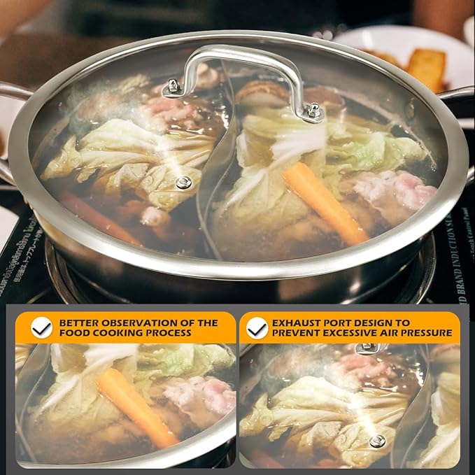 Universal Glass Lid for Pots, Pans Skillets 34cm/13Inch - Tempered Glass Cookware Lid with Handle Frying Pan Cover for Cast Iron, Non-Slip Grip, Sealed Edges