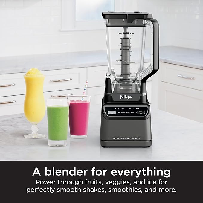 Ninja Professional Blender | Smoothie Blender, Drink Mixer, Grinder, Ice Crusher | Total Crushing™ Technology, Auto-iQ™ Smart Presets, Professional 1200W Power, XL 72oz Pitcher | Dark Grey | BR201AMZ