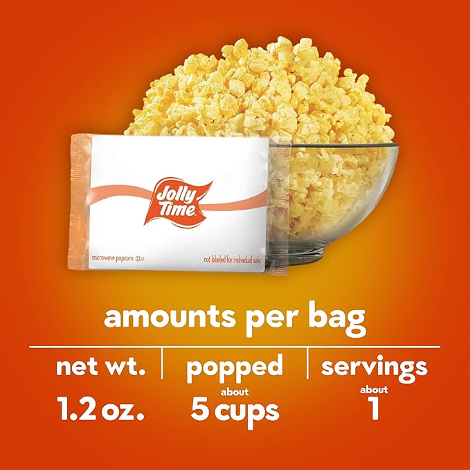 Jolly Time Healthy Pop Microwave Popcorn, 1.2oz Personal Bag, 10 Bags Per Carton (Healthy Pop 100's - Butter & Sea Salt,1.2 Ounce (Pack of 10))
