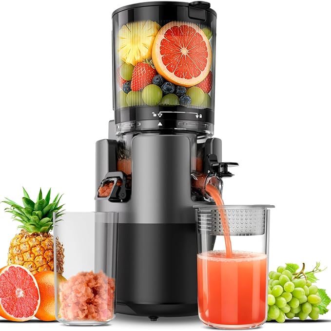 Juicer Machines, Cold Press Juicer with 6" Extra Wide Chute, 90oz Capacity, Powerful AC Brushless Motor, High Juice Yield, Quiet Low db, BPA-Free Juicer Press For Whole Vegetables & Fruits