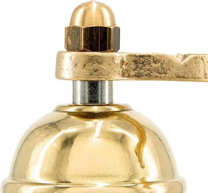 Alexander Home The Original Greek Pepper Mill 8 Inch Tall | European Pepper Mill Grinder with Crank Handle | Manual Pepper Grinder | Peppercorns Refillable - Brass