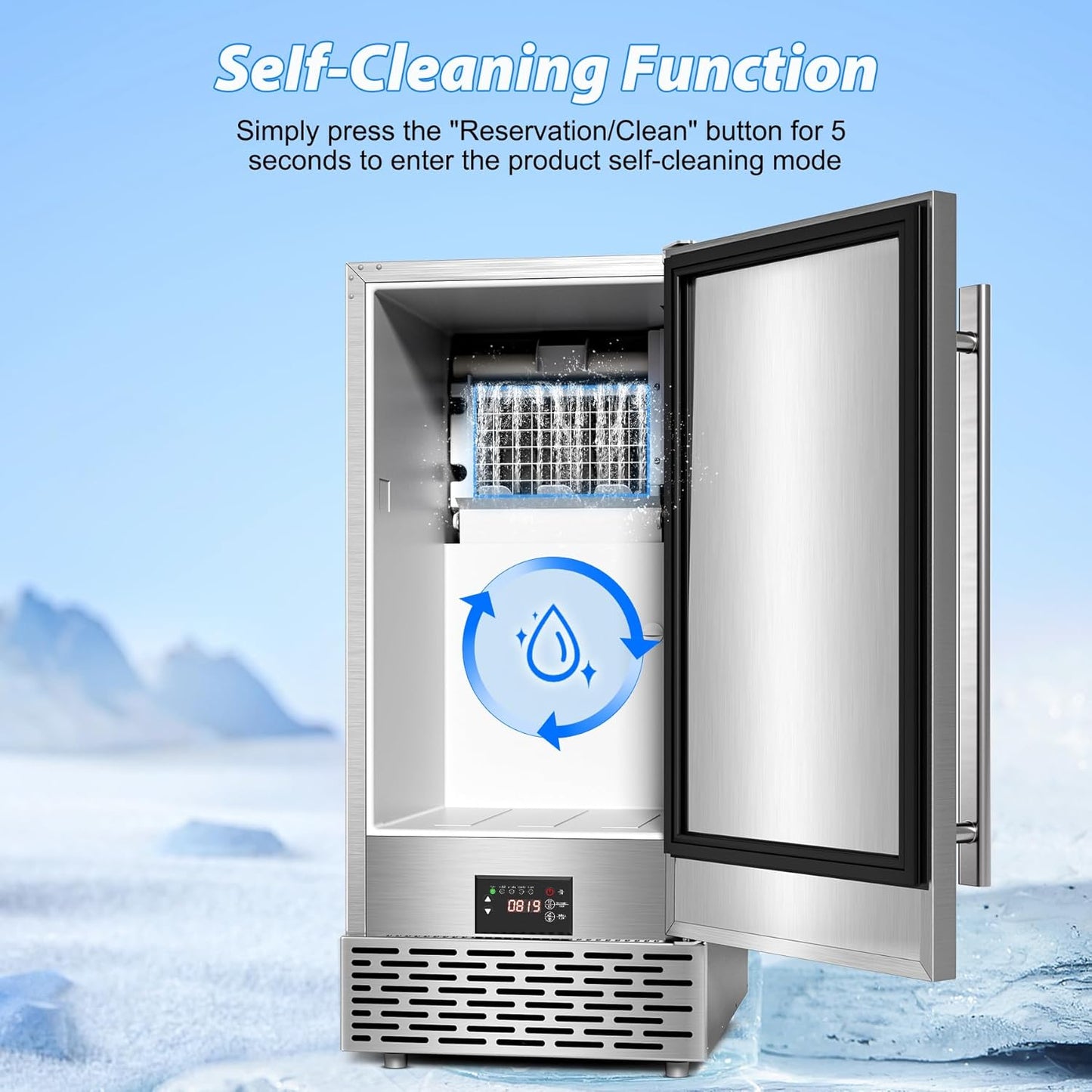 Under Counter Ice Maker, Ice Maker Machine Commercial, 120Lbs/24H with 35lbs Storage Bin, 40Pcs Cubes in 10Mins, Built in Ice Machine for Home Office Commercial