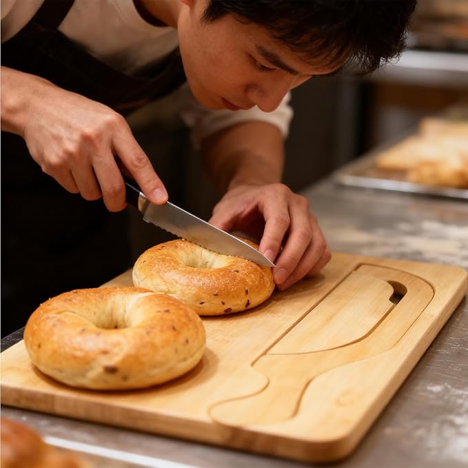 Bread Bow Set, Bread Bows Knife With Matching Crumb Tray, Bow Shaped Stainless Cutter, Wooden Breadboard Set, Sourdoughs Cutter, Left Right Handed Design, Ambidextrous For Baguettes Pastry Chefs