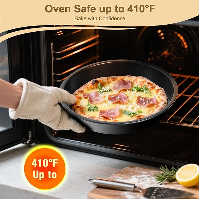 5-Piece Toaster Oven Bakeware Set – Compact Nonstick Baking Pans for Small Oven, RV & Camper – Includes Muffin, Loaf, Pizza, Cake & Square Pan (Black)