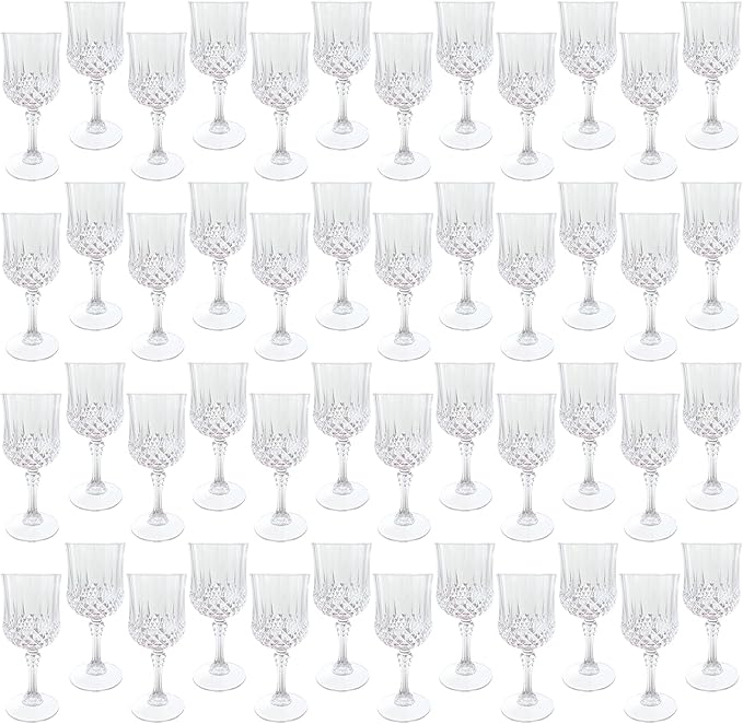 Plastic Wine Glasses, Plastic Goblets Vintage Style Cordial Unbreakable Drinking Glasses, Reusable Drinkware for Wedding Reception, Grand Event Party Supplies,Mother's Day(48, Transparent)