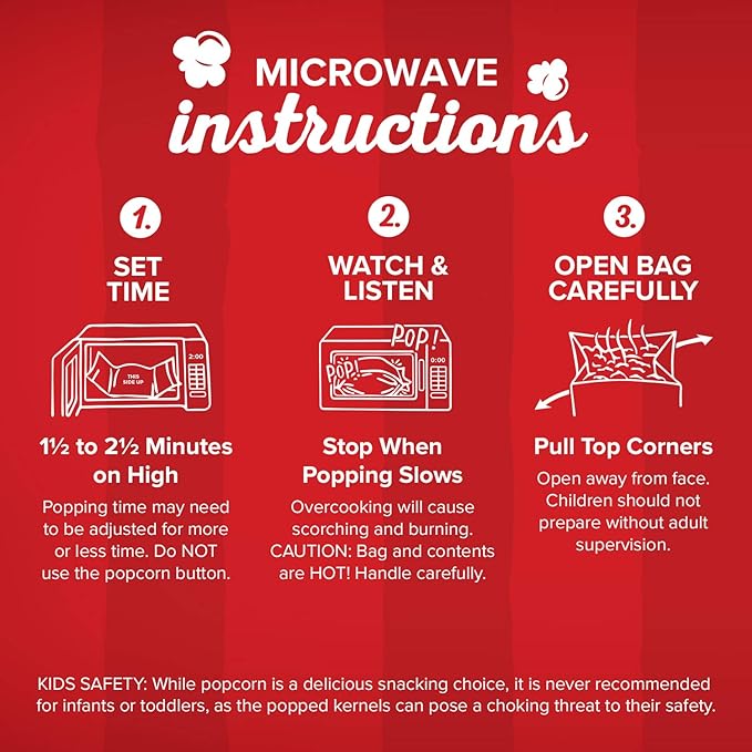 Orville Redenbacher’s Microwave Popcorn, Classic Butter Flavor, 2g Fiber Per Serving, 3.3 oz., 6-Count
