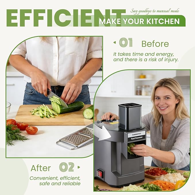 5 in 1 Commercial Food Processor with 5 Blades, Electric Vegetable Chopper, Vegetable Dicer Fruit Slicer, Multifunctional Shredder Slicer Dicer Machine, for Potato Onion Carrot, 110V