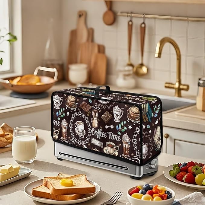 Coffee Toaster Cover 2 Slice Long Slot Toaster Covers 2 Slice, Easy to Fold and Carry Machine Washable Thin Small Appliance Covers for Kitchen