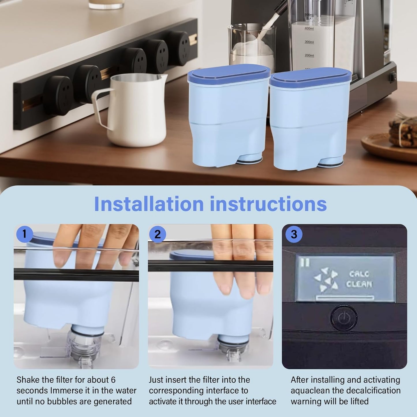 Coffee Filter Compatible with Philips AquaClean Coffee Machines， CA6903 Aqua Clean Calc and Water Filter，Reduces Formation of Limescale（2 Pack）