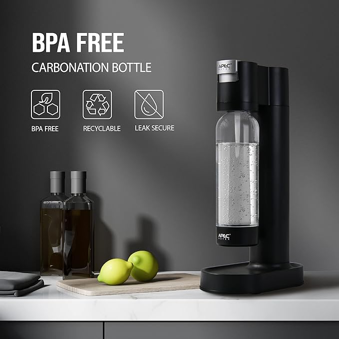 APEC WATER Sparkle Home Soda Maker - Quickly Carbonates Water to Make Any Drink Fizz Into Bubbly Soda/Water, Premium 0.8L PET Bottle (CO2 Cylinder NOT Included)