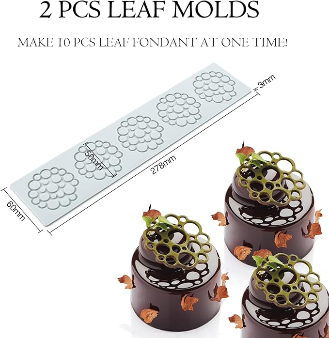 Tuile Molds Silicone (2 PCS) Lace Fondant Molds Set with Hollow 3D Beehive Candy Molds for Baking, Resin, Polymer Clay, Sugar Craft Dessert Cupcake Cake Decorating