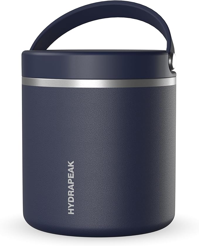 Hydrapeak 25oz Stainless Steel Vacuum Insulated Food Jar | for Hot Food and Cold Food, Wide Mouth Leak-Proof Soup for Adults, 10 Hours Hot and 16 Hours Cold (Navy)