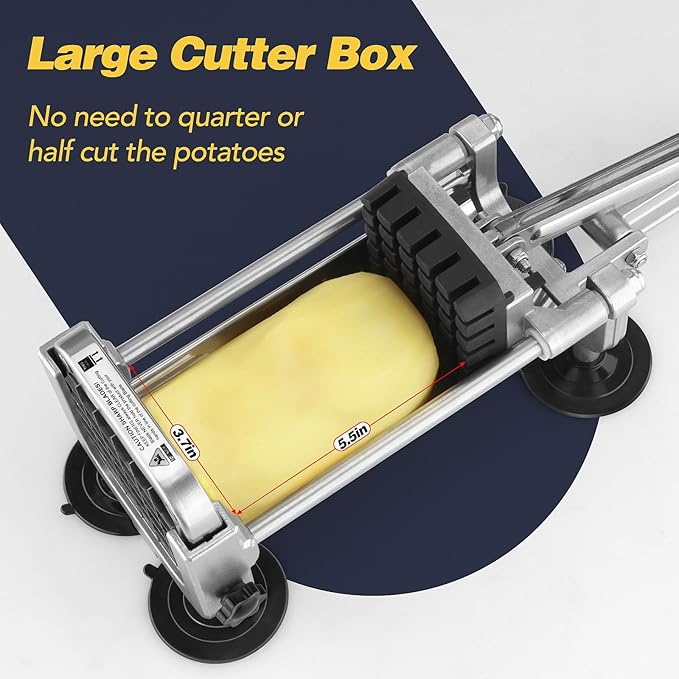 French Fry Cutter, Ruooson Professional Potato Cutter Slicer with 1/2 In Stainless Steel Blades, Great for Whole Potatoes Carrots Cucumbers.