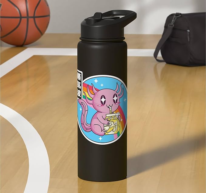 Axolotl Banana Milk Carton Kawaii Retro Rainbow Anime Stainless Steel Insulated Water Bottle