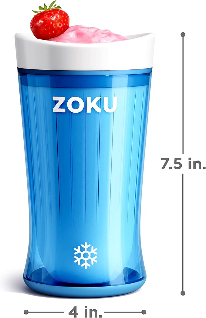 ZOKU Jumbo Slush and Shake Maker, Compact Make and Serve Cup with Freezer Core Creates Single-Serving Smoothies, Slushies and Milkshakes in Minutes, BPA-Free, Bright Blue