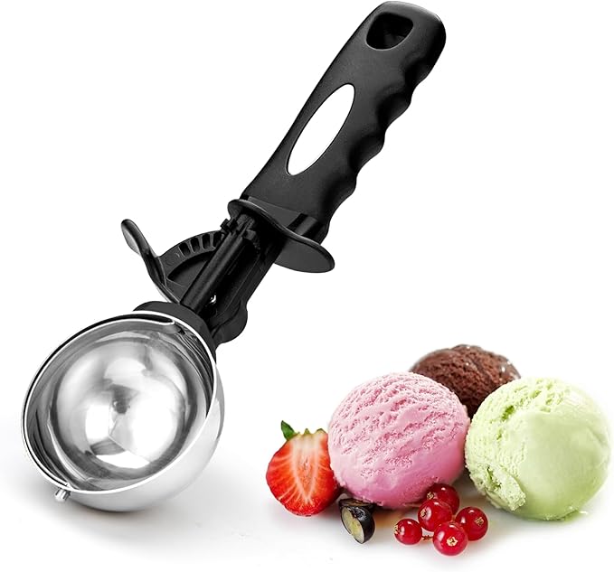 Ice Cream Scoop with Trigger, 5 Tbsp Cookie Scoop for Baking, 2.45 Oz Cookie dough Scooper, Large Ice Cream Scooper, Stainless Steel Portion Scoop, 72.7 ml