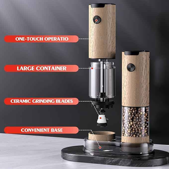 Electric Salt and Pepper Grinder Set Automatic Battery Pepper Mill Shakers Adjustable Coarseness Upgraded Larger Capacity with Led Home and Kitchen Appliances Birthday Gifts for Women Mom
