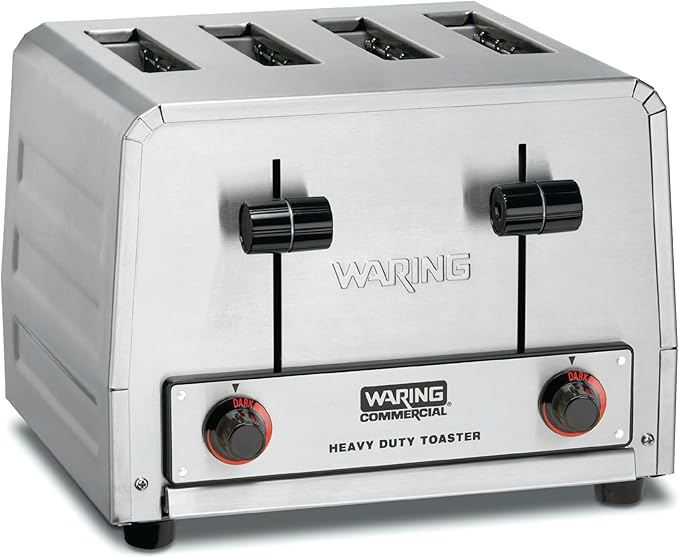 Waring Commercial WCT800 4-Slice Heavy Duty Commercial Pop-Up Toaster, 120V, 2200W5-20 Phase Plug