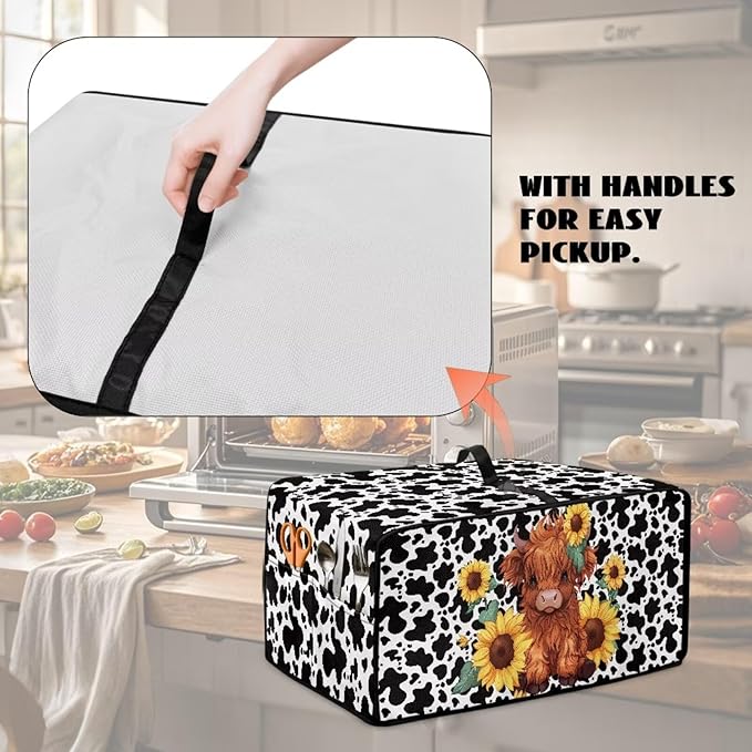 Countertop Convection Oven Cover Dust Protection Air Fryer Toaster Oven Covers for Home Kitchen Decorations 18.5 x 22.5 x 13 inches, L, Sunflower Highland Cow Print